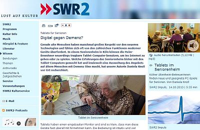 Ausschnitt der swr.de-Seite "Tablets für Senioren"