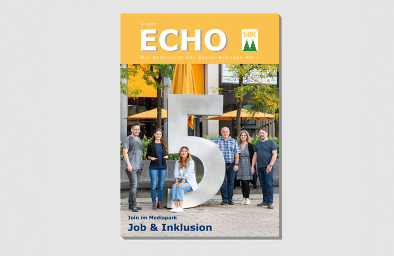 Das Titelbild der Echo-Ausgabe 4/2021 zeigt das Join-Team im Kölner Mediapark.